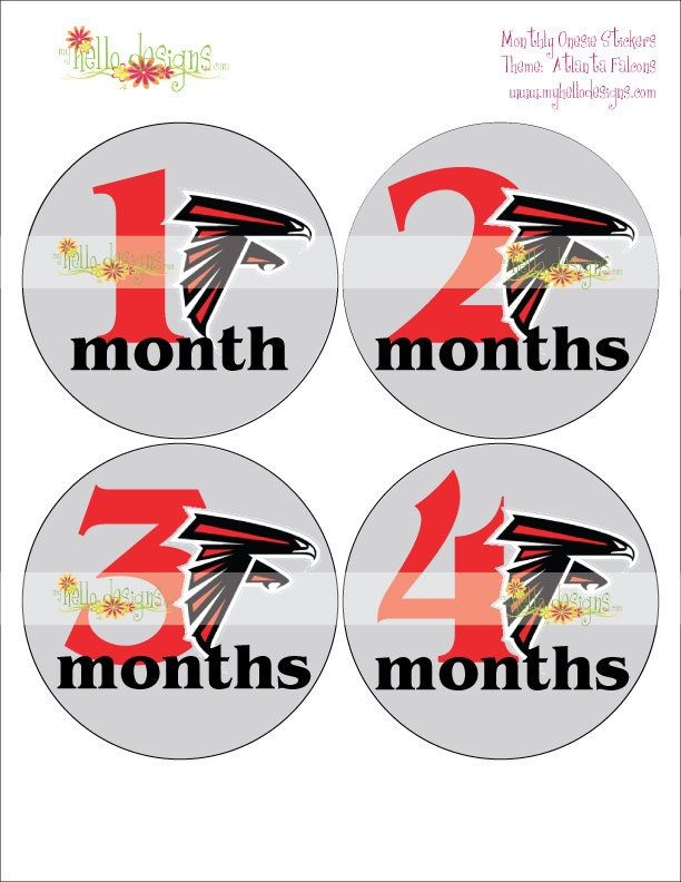 NFL Monthly Stickers: Atlanta Falcons (FREE Just Born Sticker Included)