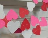 Paper Garland Valentines Day Decorations 6ft Red White and Hot Pink Heart Garland Party Decor Heart Banner Valentiens Day Photo Prop
