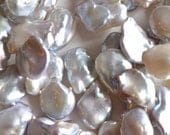 Keshi Pearl Necklace, Natural Pewter Silver, Luxe Freshwater Petal Pearls
