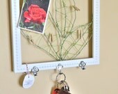 Framed Wall Art Key Holder or even Jewelry Organizer Holder or photo or note holder Wire Canna Leaves -Useful Wire Art