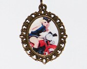 Pinup Motorcycle Girl Necklace