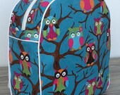 Toddler Backpack Preschool in Turquoise Owl fabric