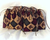 Horse Party Favor Bags, Gift bags, treat bags, Birthday party bags, 8 Horse Medium Drawstring Pouches, 3 1/4"x4 3/4",