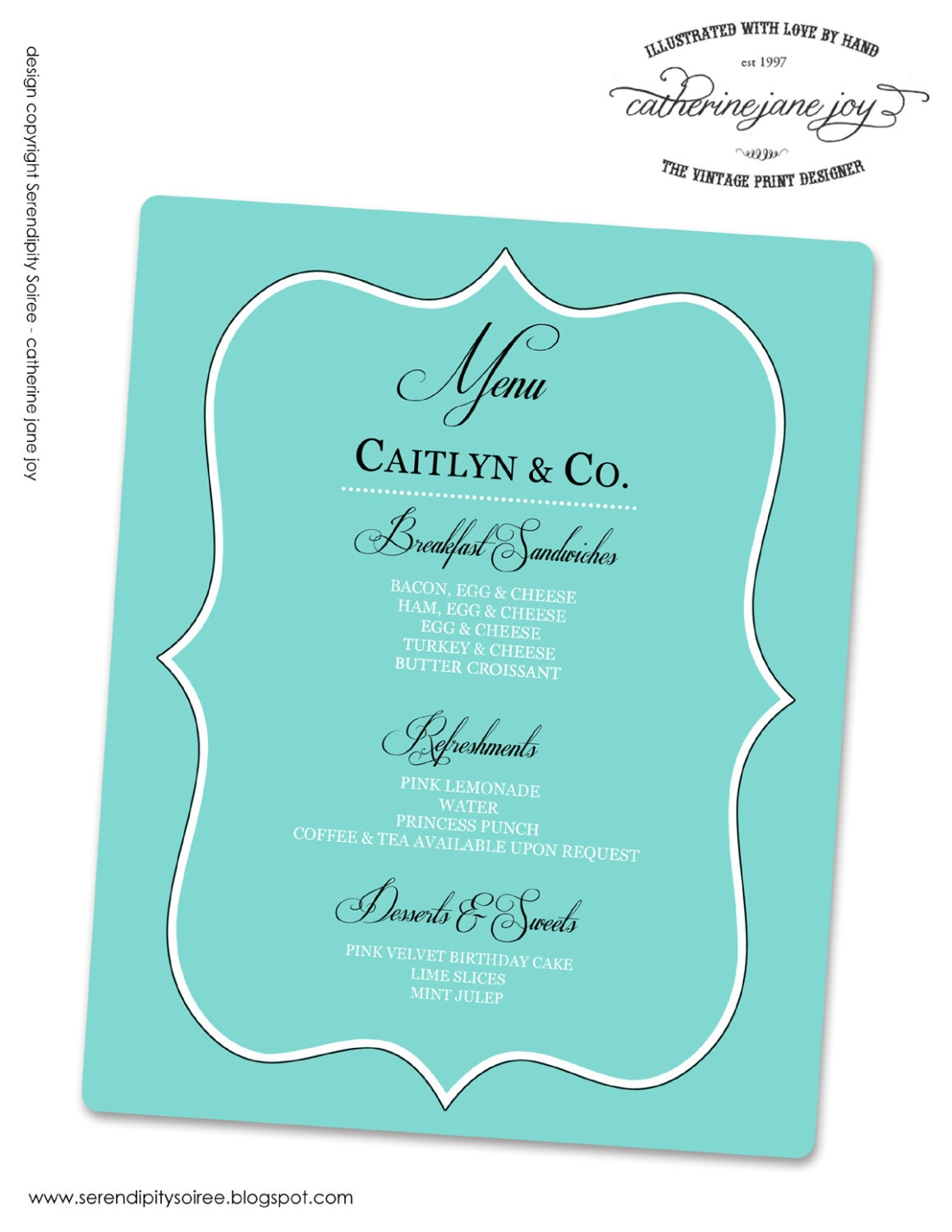 Custom Printable MENU - 8x10 - Your name and co. Birthday, Bridal Shower, Sweet Sixteen, Quinceanera Il_570xn