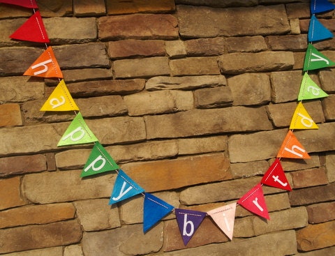 Happy Birthday Bunting on Rainbow Felt with Baker's Twine Il_170x135