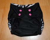Black & Zebra Pocket Diaper with Custom Color Snaps