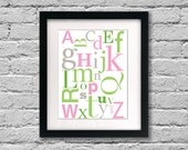 Nursery Alphabet Print: 11x14 inches (fully custom with colors to match any room)