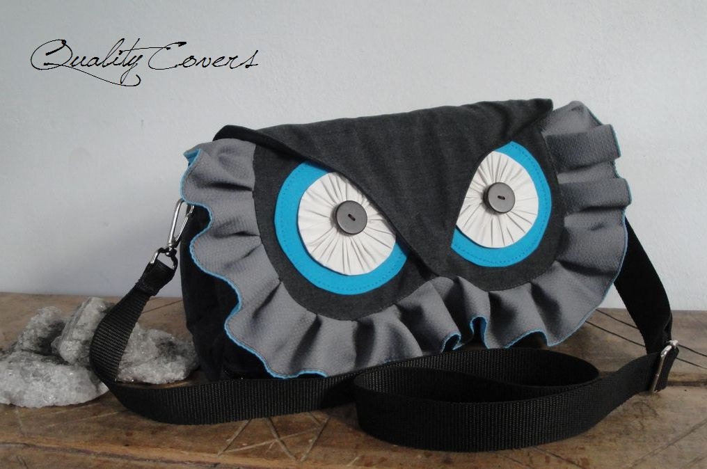 MESSENGER Owl Bag Laptop - Made to Order- can be any size and color - waterproof lining - super PADDED - Exterior pocket - 2 zippers