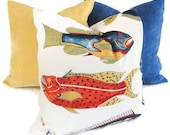 Colorful Tropical Fish Decorative Pillow Cover  20x20 toss pillow, accent pillow, throw pillow