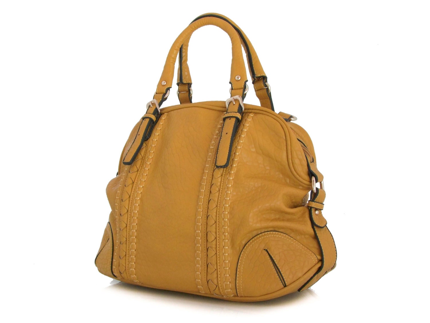 Handmade vegan leather handbag Tote Yellow Mustard - the Kerenza  - 20% launch discount