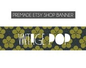 premade etsy shop banner - premade, made to order banner - vintage, yellow, grey, flowers, retro