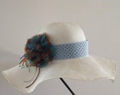 White wide brim  summer sun hat for women - Ascot hat - Melbourne Cup - Sun hat made in Israel