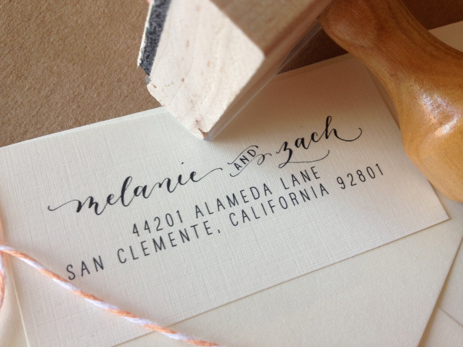 Calligraphy Address Stamp Custom -- Mixed Calligraphy and type - Modèrne Style