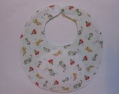 Baby Bib, four soft layers, reversible, colorful toys