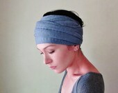 Heather Blue Head Scarf - Lightweight Knit Lavender Wash Headband, Hair Wrap - Womens Hair Accessory