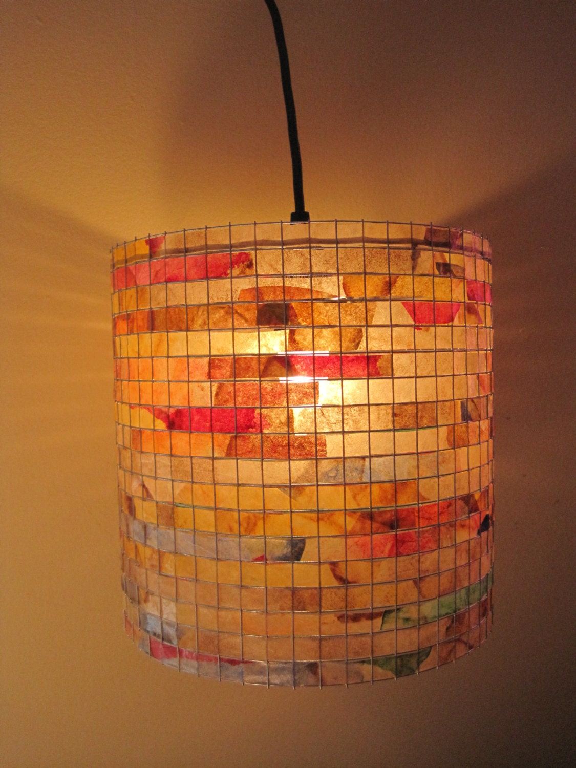COFFEE FILTER ART - Eco Lighting 10" Hanging Light Pendant Drum Lampshade Mothers Day Gift