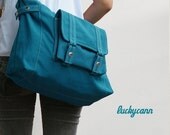 Fathers day sale CARSON // Teal // 034 // Everyday Canvas Bag handmade // Luckycan // Sale