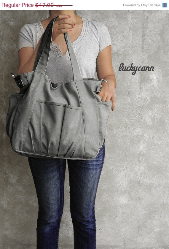 Fathers day sale IRIS // Dark Grey // 051 // Canvas Bag by Luckycann // Sale // Sale