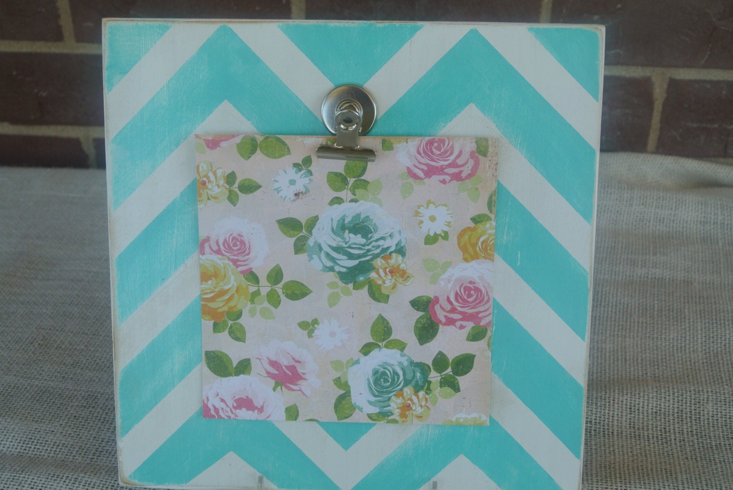 aqua blue chevron clipboard picture frame artwork display home decor menu display
