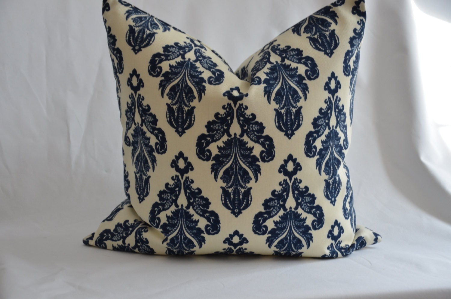 Navy Blue and White Paisley 18" x 18" Pillow Covers