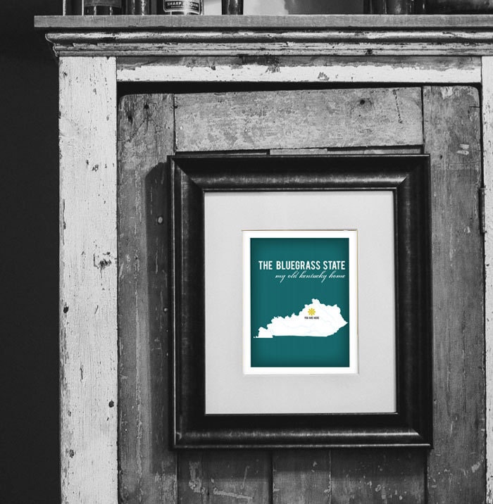 Kentucky Print - My Old Kentucky Home -  Louisville KY - Frankfort KY- custom state wall decor - custom 8x10 graphic print