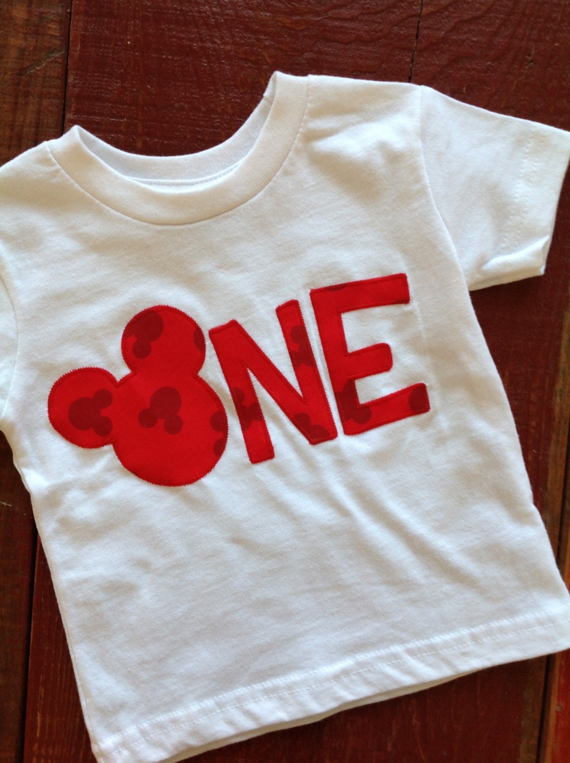 Mickey Mouse first birthday tee in Red