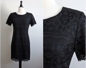Vtg Sheri Martin Black Lace Dress.Cocktail Mini Dress. Mad Men. Size S/M