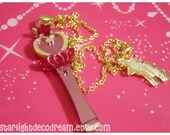 SALE READY to SHIP Sailor Moon Chibiusa Pink Sugar Heart Wand Inspired Acrylic Necklace for Mahou Kei & Magical Girl