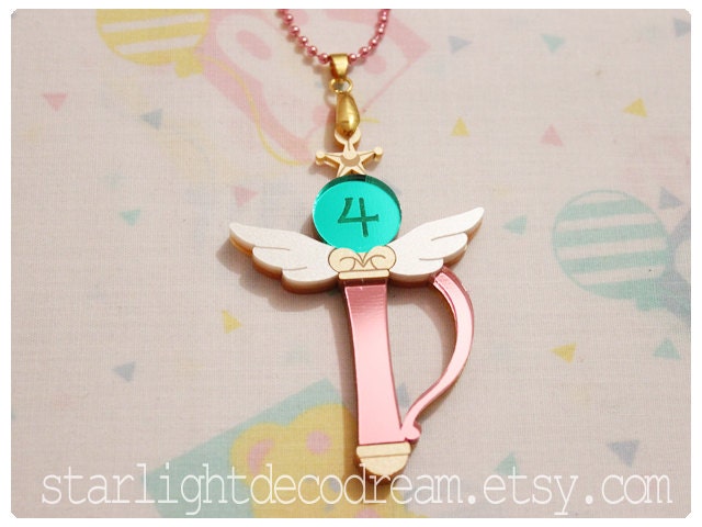 READY TO SHIP Sailor Jupiter Crystal Change Rod Sailor Moon Inspired Acrylic Necklace for Mahou Kei & Magical Girl