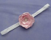 Large Light Pink Satin Snap Flower for Headbands - Perfect Baby Shower Gift