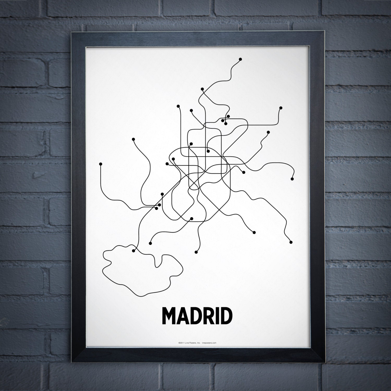 Madrid Lithographic Print- White/Black