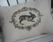 Cottage, French Farmhouse, Rabbit, Pillows, Farmhouse Chic, Decorative Pillows, Bunnies, Rabbits, Black and White Pillows, Pillow