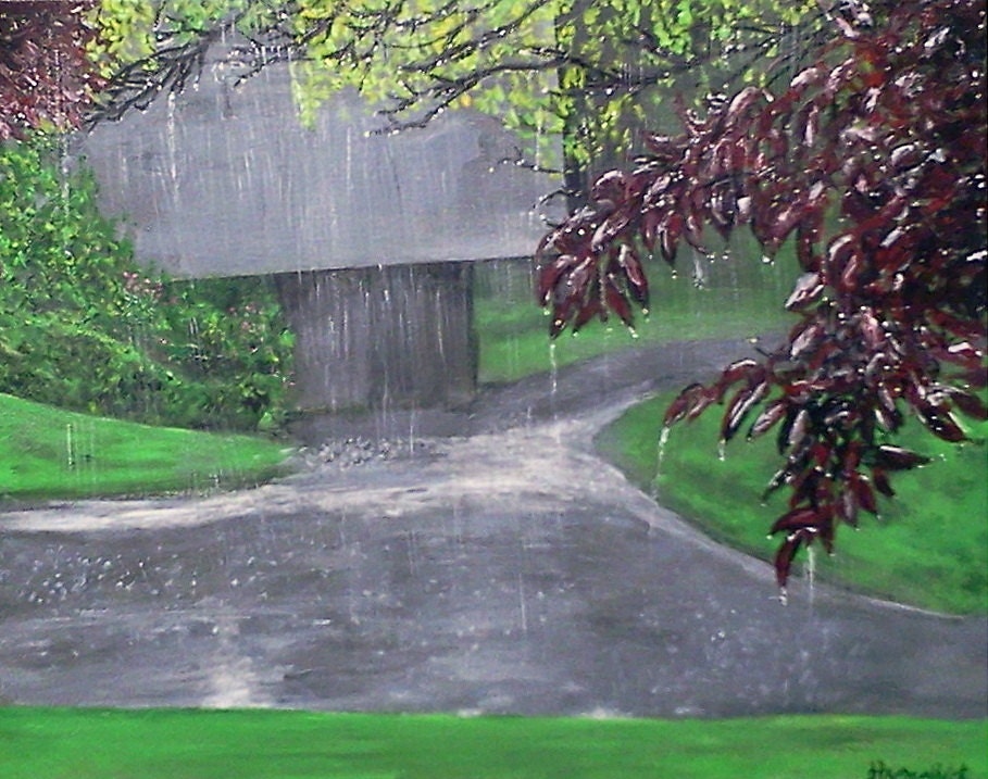 Rainy Day--original, acrylic painting on 16" x 20" gallery canvas