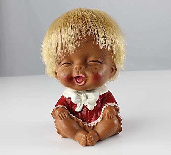 Vintage Happy Laughing Baby Girl Japan vinyl rubber Toy 1960s