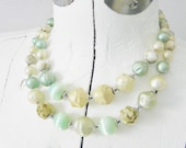 Vintage Green Beaded Multi Strand Choker 50s
