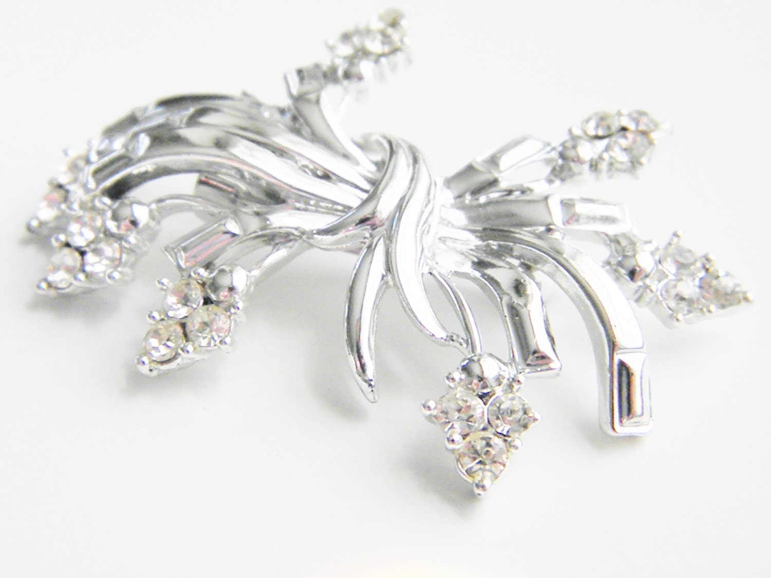 Vintage Coro Clear Rhinestone Wedding Brooch 60s