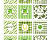 St Patrick's Day Lucky   Digital  2 Inch Circle Tags N Cupcake Toppers  Personalized PRINTABLE