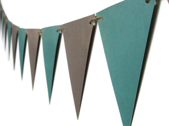 Rustic Bunting Banner, Paper Pennant Flags, Brown and Green, Masculine Room Decor, Man Cave Decoration, Triangle Party Streamer