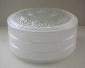 Large Glass Light Fixture Cover Pressed Glass Clear and White Ceiling Light from The Back Part of the Basement