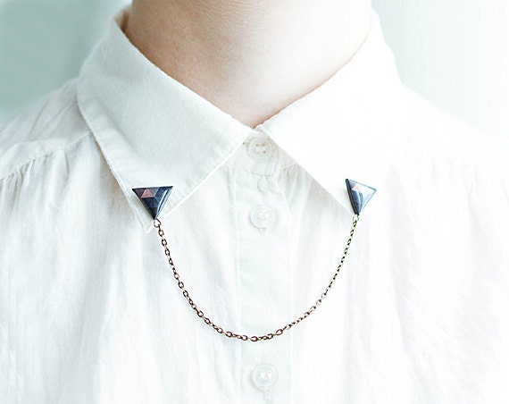 Navy blue triangle brooches