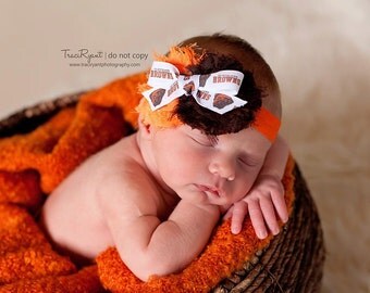 Cleveland Browns orange and brown team headband.  Infant, toddler, child, adult sizes
