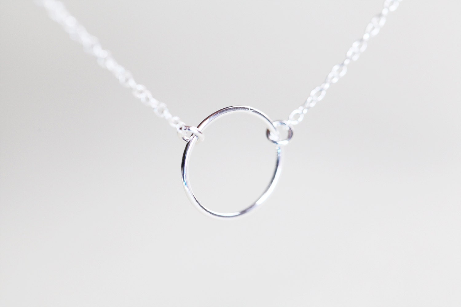 Silver Circle Necklace - sterling silver small circle necklace, delicate and minimalist jewelry