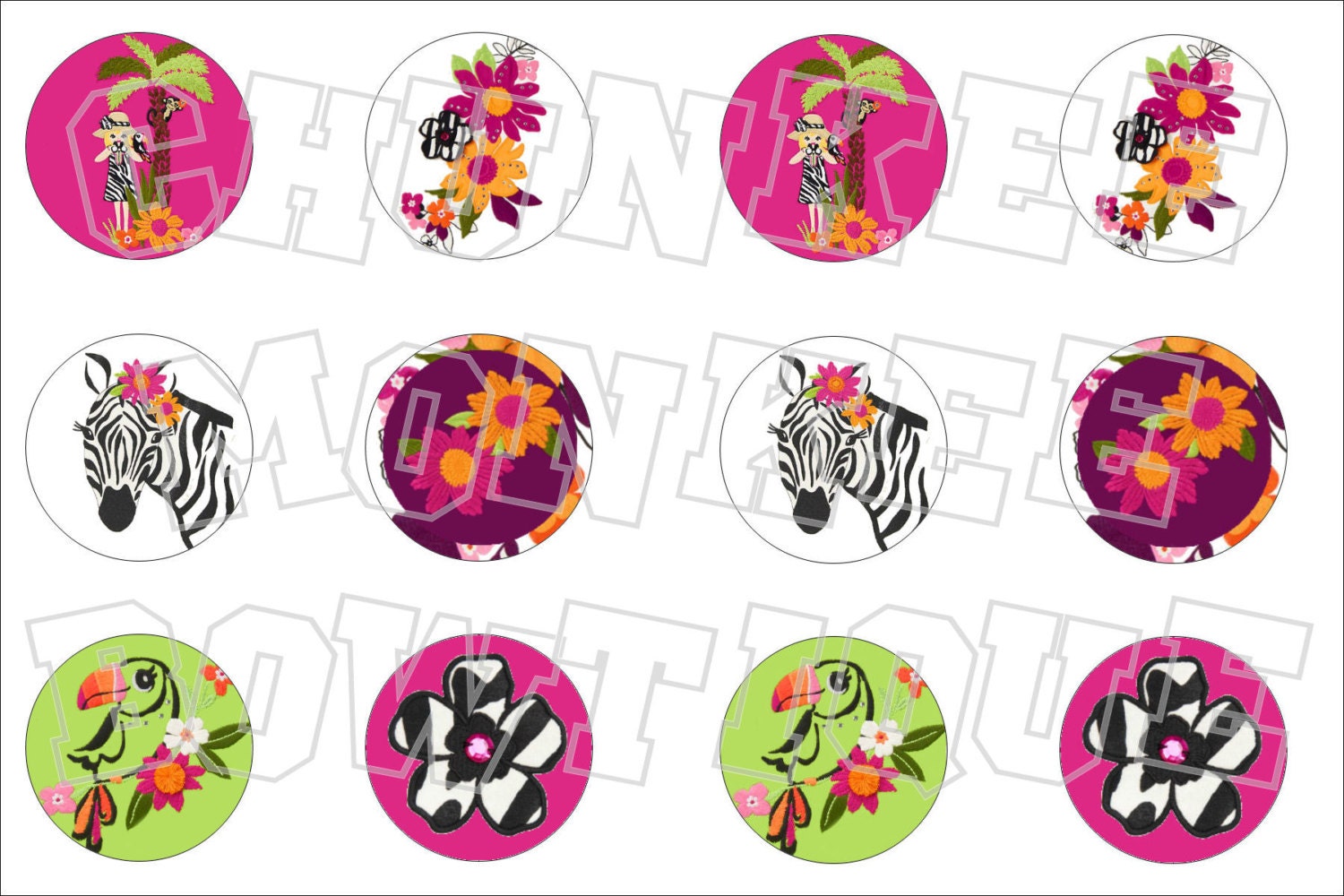 Made to Match Gymboree M2MG Wild For Zebra bottlecap image sheet