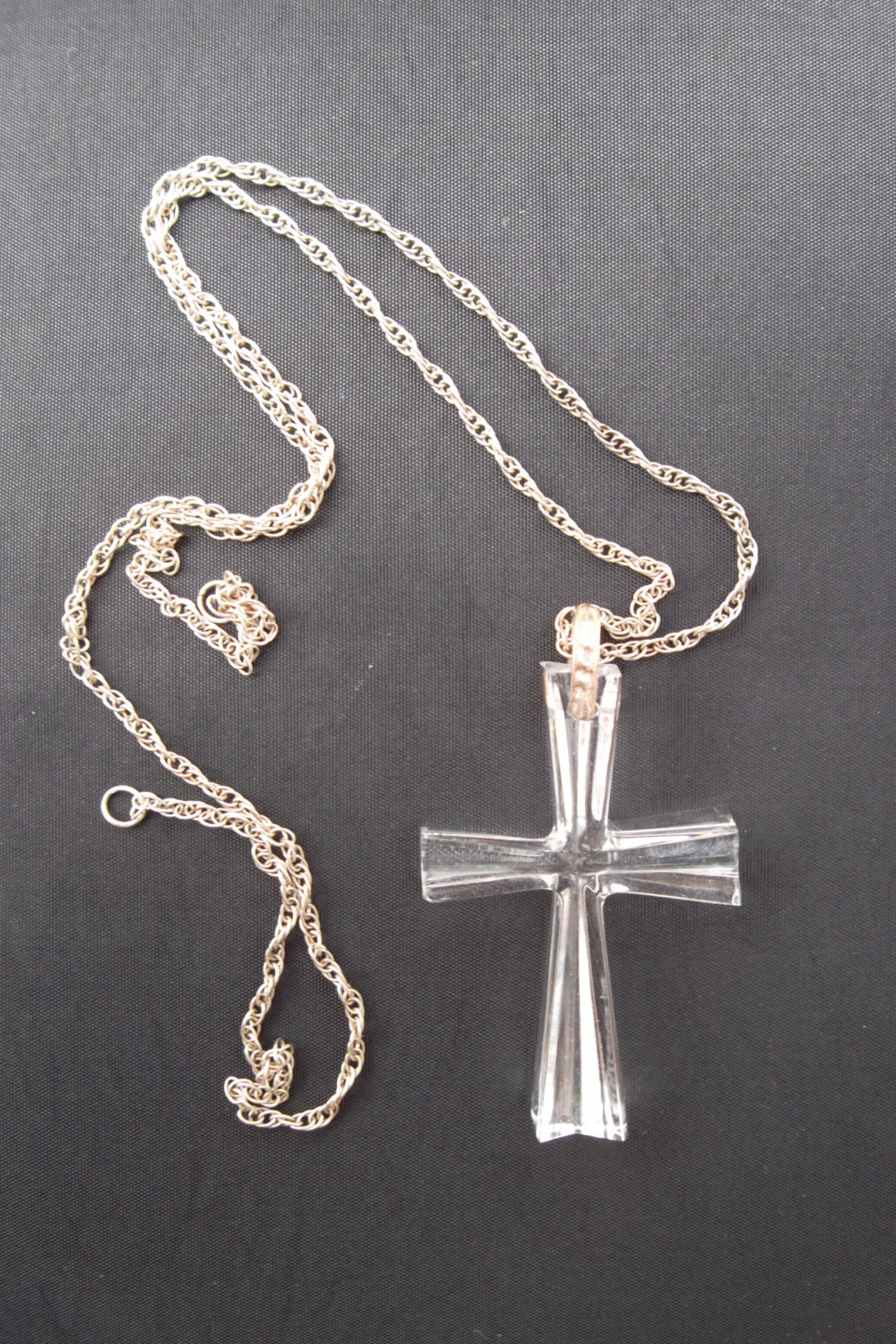 Vintage Waterford Crystal pendant silver necklace