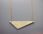 Gold Glitter Wooden Irregular Triangle Necklace (Gold) - Modern Handmade Jewellery