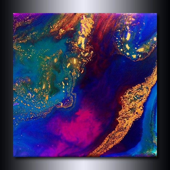 12 x 12 Print: Blue Purple Magenta Pink Abstract Giclee