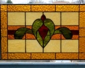 Simple Victorian stained glass panel window red amber stained glass window panel window hanging