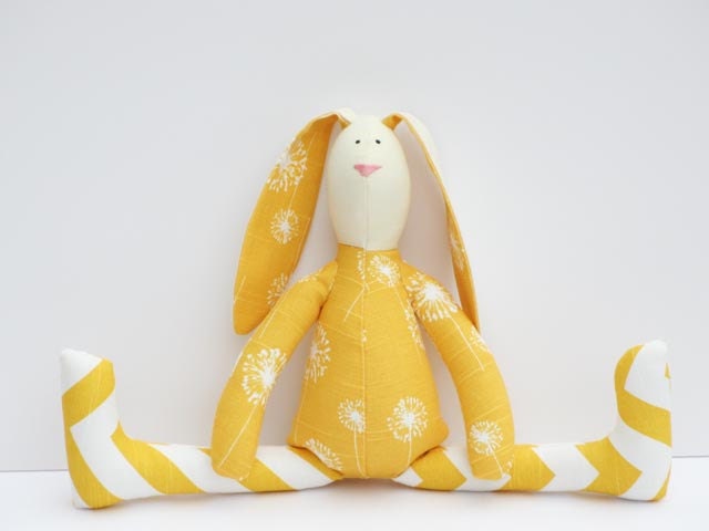 Stuffed bunny toy Summer sunny bunny yellow rabbit hare plush bunny doll softie stuffed toy hare  birthday gift for children