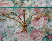 Vintage gold metal and glass shelf twisted metal design glass insert shelf shabby chic French style .