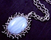 Vtg Miguel Taxco Mexico Modernist Mexican Sterling Silver Agate Necklace 16015